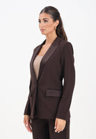 VICOLO Giacca marrone da donna con inserti in raso TF0304 FU69 VICOLO 