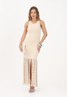 PATRIZIA PEPE Abito lungo panna da donna con frange 8A1653K324 W409 PATRIZIA PEPE 