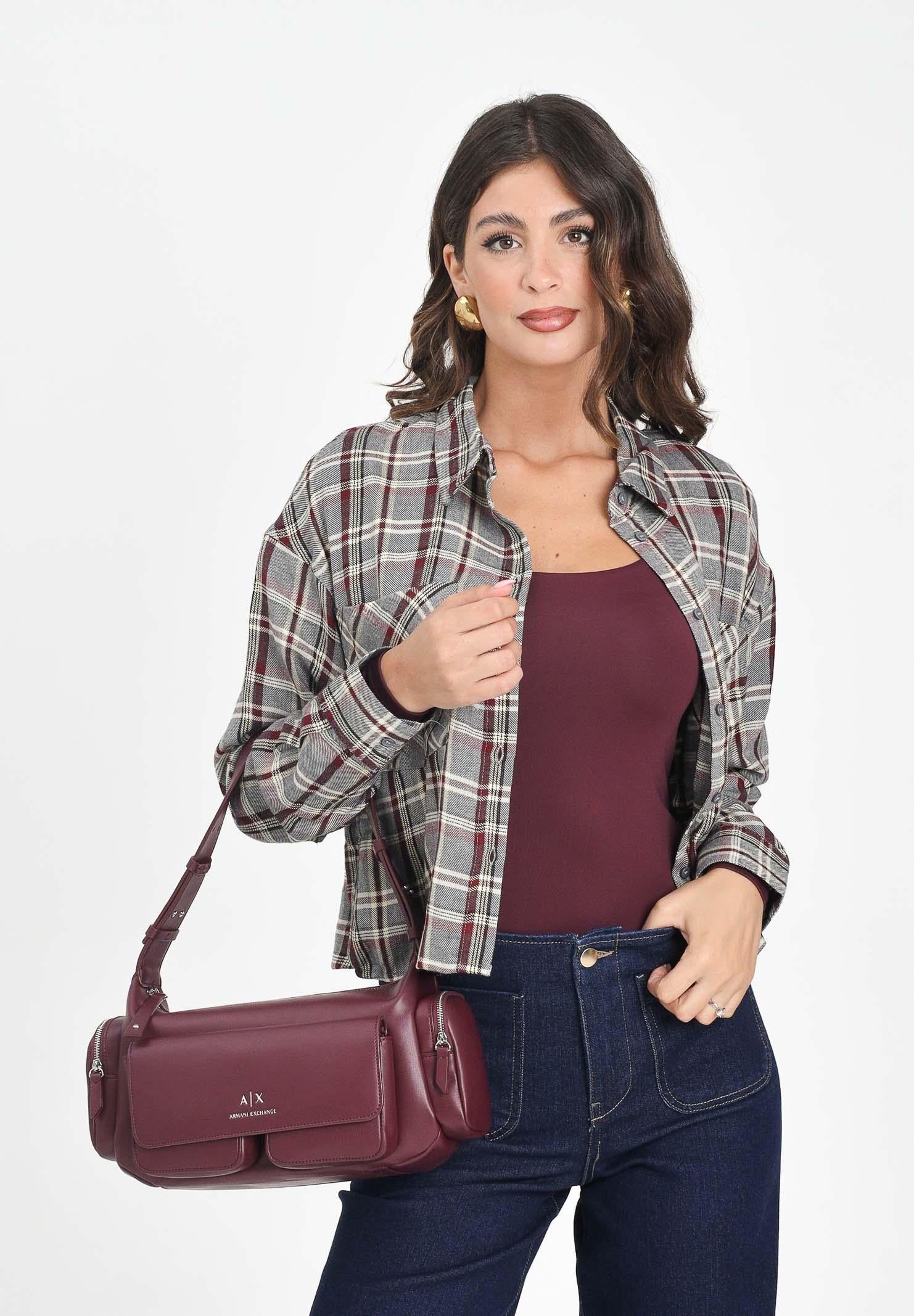 ONLY Camicia a manica lunga da donna con fantasia a quadri nei toni del grigio, bordeaux e panna 15351443 Gargoyle ONLY 