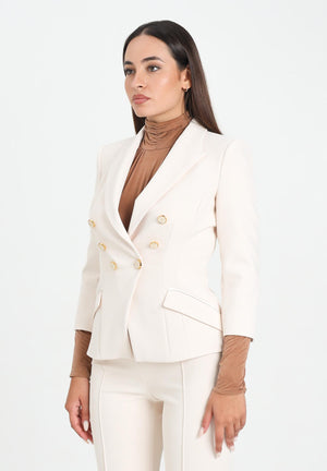 ELISABETTA FRANCHI Giacca doppiopetto latte da donna in doppio crêpe<BR/> GI17456E2 DZ9 ELISABETTA FRANCHI 