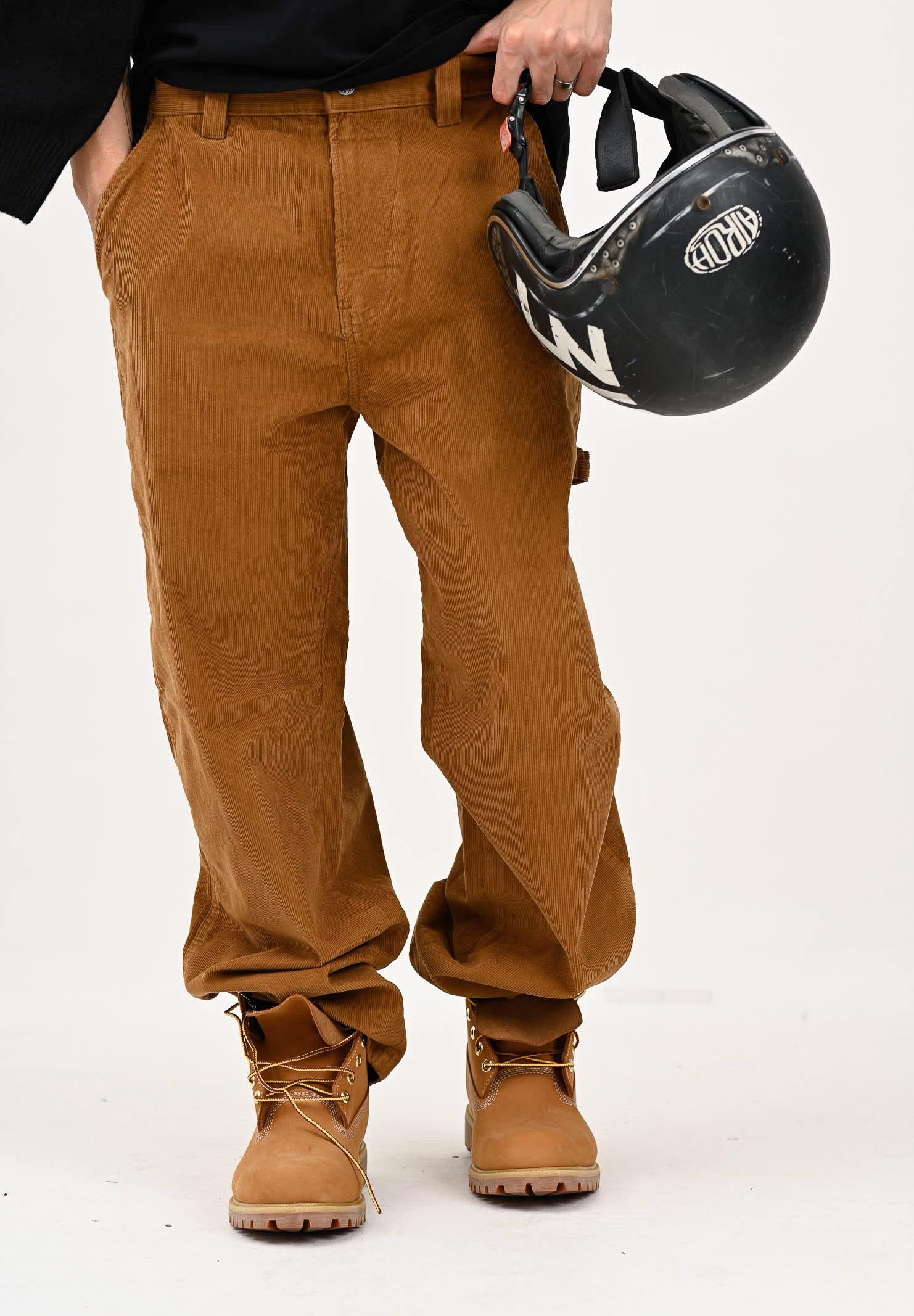 DICKIES pantaloni corduroy carpenter marrone in velluto da uomo a coste dalla vestibilità larga e dal taglio a gamba larga. DK0A863V0BD1 . DIckies 