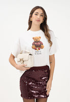 VICOLO T-shirt a manica corta bianca da donna con stampa teddy RF0620 BI VICOLO 