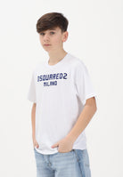 DSQUARED2 T-shirt a manica corta bianca per donna, ragazzi e bambini con stampa logo DQ3164D0015 DQ100 DSQUARED2 