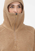 ADIDAS ORIGINALS Felpa mezza zip BORG FLEECE TEAMGEIST beige da donna KR5168 . ADIDAS ORIGINALS 