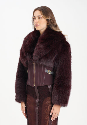 ELISABETTA FRANCHI Pelliccia bordeaux da donna con bustier GB05A57E2 EA4 ELISABETTA FRANCHI 