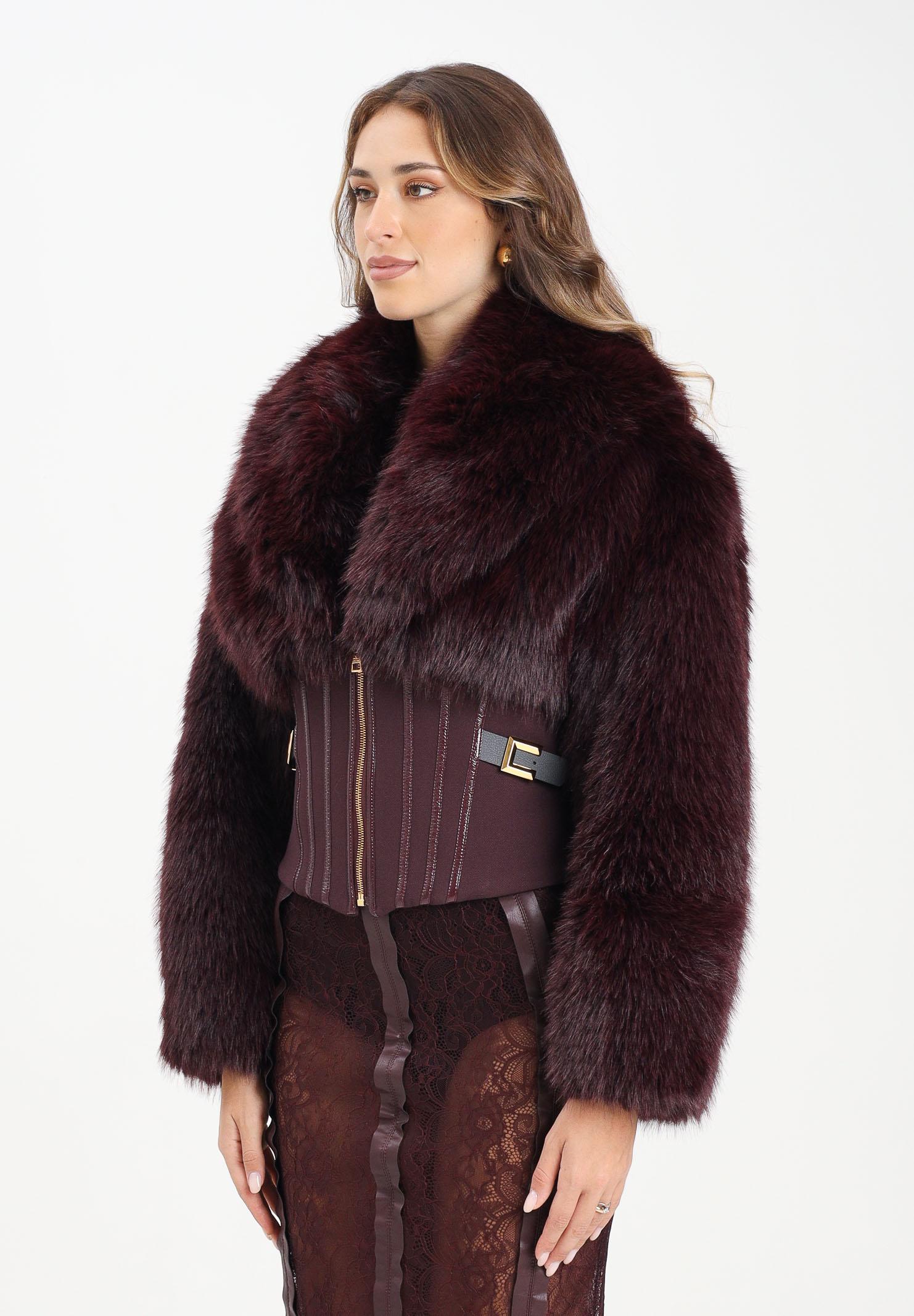 ELISABETTA FRANCHI Pelliccia bordeaux da donna con bustier GB05A57E2 EA4 ELISABETTA FRANCHI 