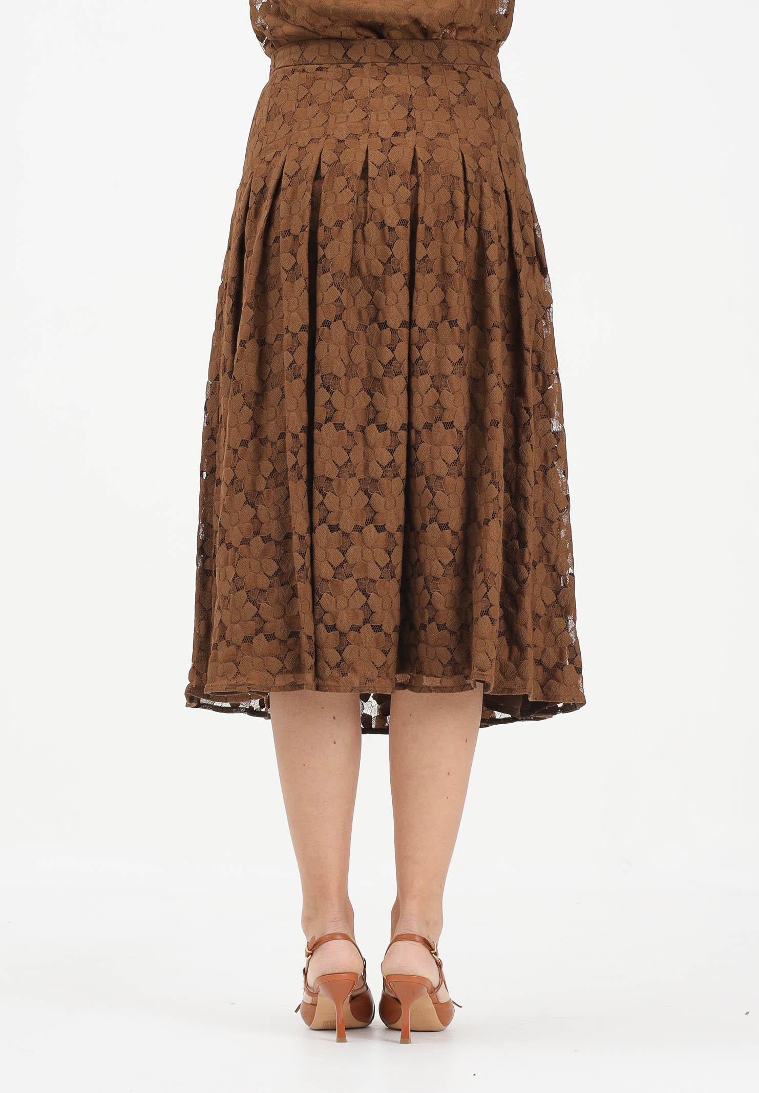 MAX MARA Gonna midi MSTAIRONE marrone da donna realizzata in pizzo a fiore 2616771011600 002 MAX MARA 