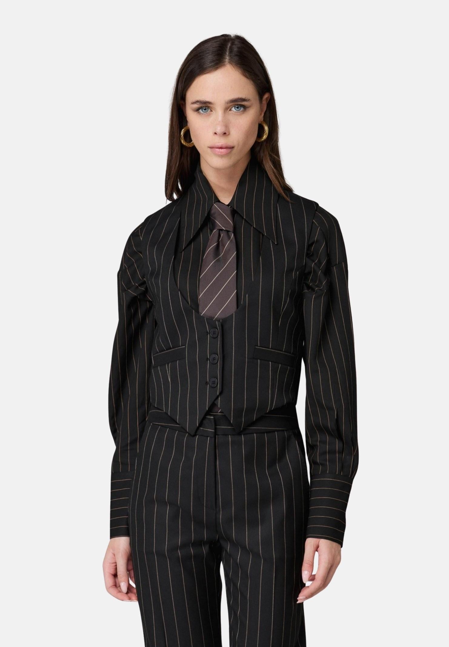 MAR DE MARGARITAS Cravatta moro da donna con sottili righe diagonali MMACW00020 GE04 Mar de margaritas 