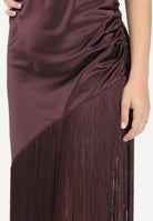 PINKO Abito midi bordeaux da donna in satin con frange 106430A33D R57 PINKO 