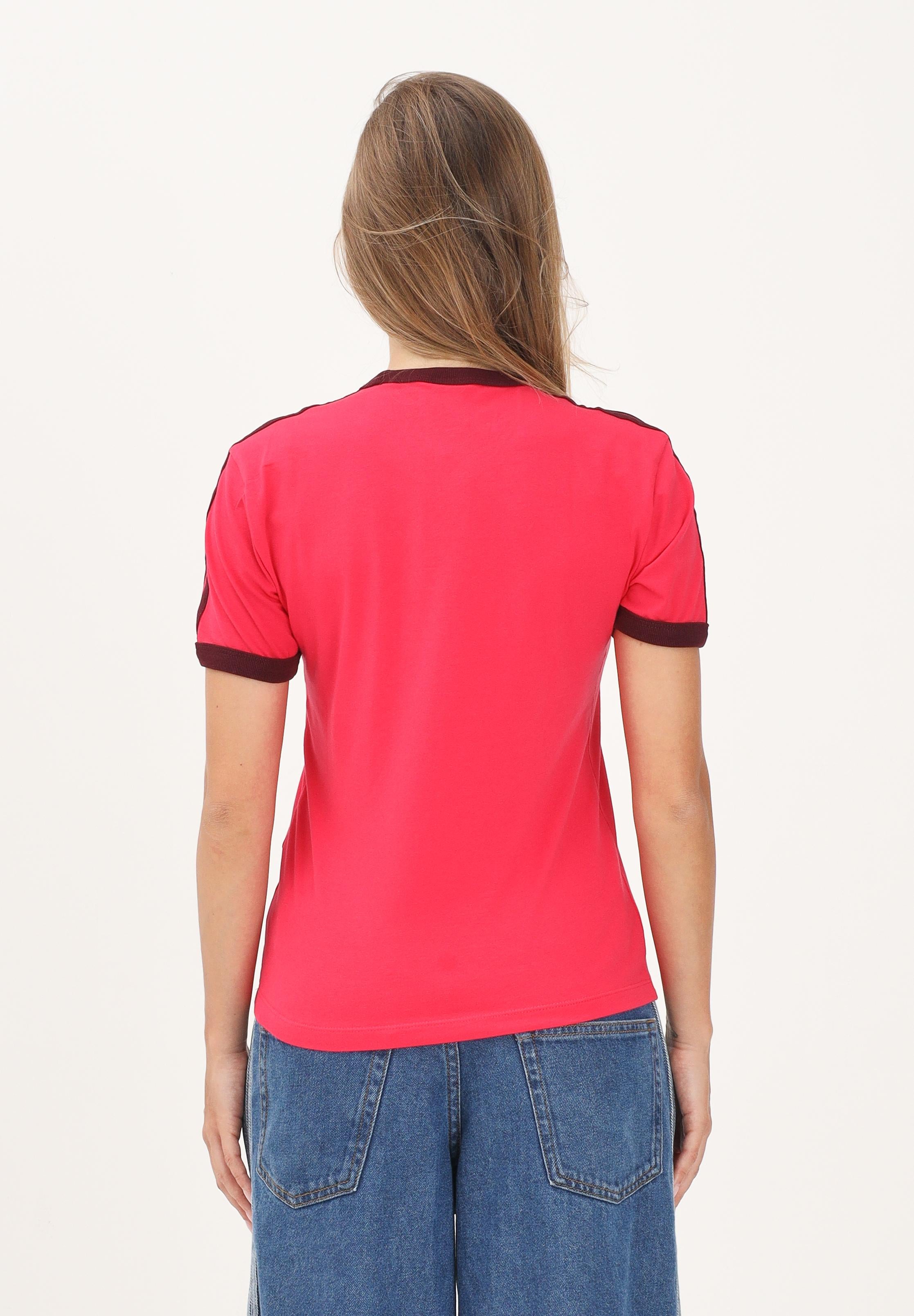 ADIDAS ORIGINALS t-shirt 3-Stripes Vivid Red / Bordeaux rosso donna. KW0234 . ADIDAS ORIGINALS 