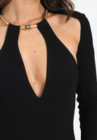 ELISABETTA FRANCHI Abito midi nero da donna con snake gioiello<BR/> AM11S56E2 110 ELISABETTA FRANCHI 