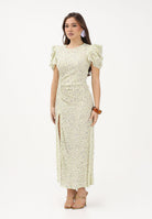 MAR DE MARGARITAS Abito midi Kristel giallo da donna con micro stampa floreale MMABW01537 GI34 Mar de margaritas 