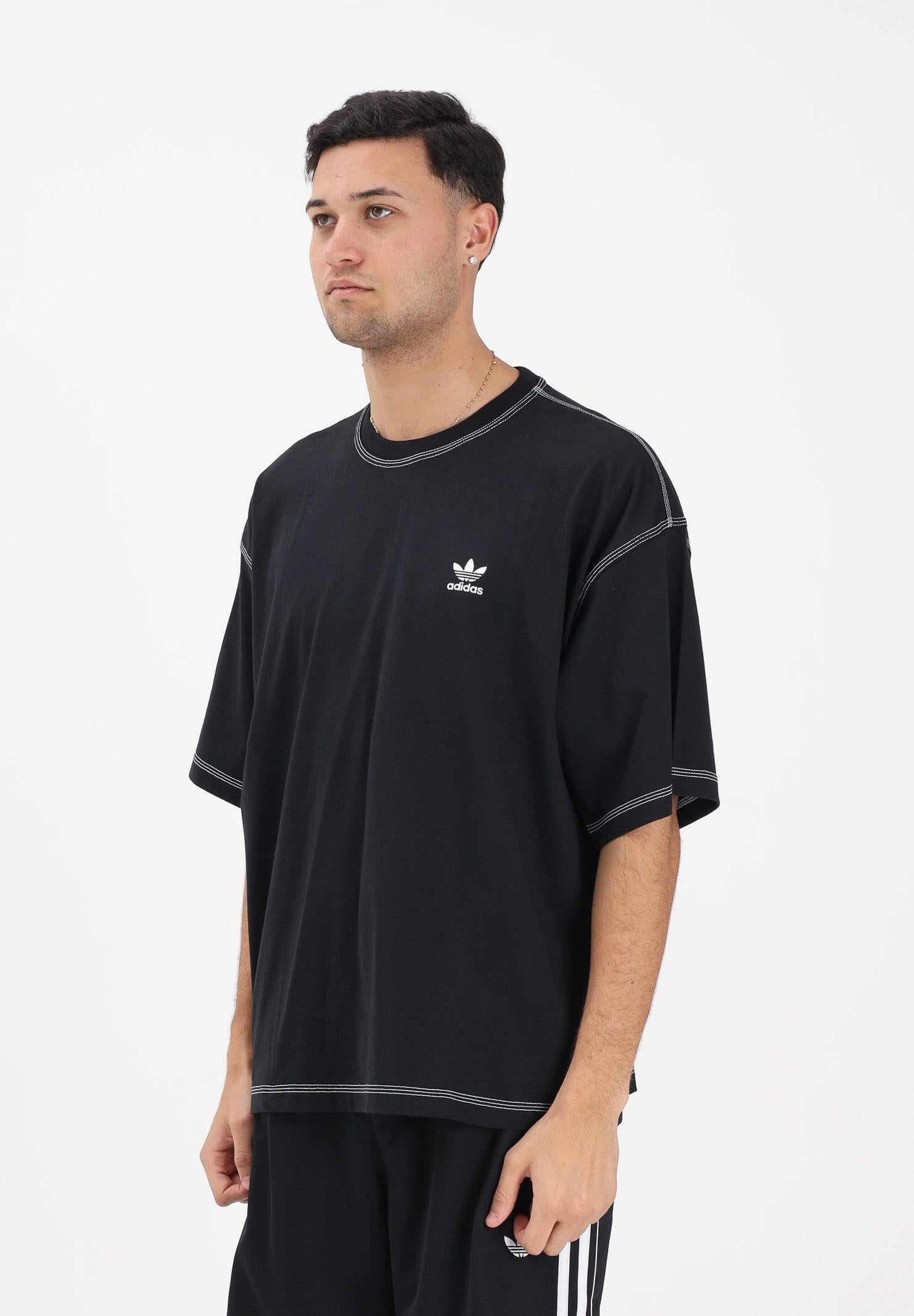 ADIDAS ORIGINALS T-shirt a manica corta TREFOIL ESSENTIALS nera da uomo JW0971 . ADIDAS ORIGINALS 