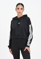 ADIDAS PERFORMANCE Felpa con cappuccio Essentials 3-Stripes French Terry nera da donna JE0017  ADIDAS PERFORMANCE 