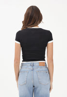 TOMMY JEANS T-shirt a manica corta nera da donna con logo e finiture a contrasto DW0DW22575 BDS TOMMY JEANS 