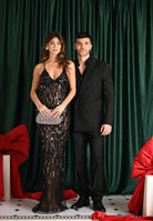 ELISABETTA FRANCHI Abito lungo nero da donna in tulle con paillettes ABR2357E2 110 ELISABETTA FRANCHI 