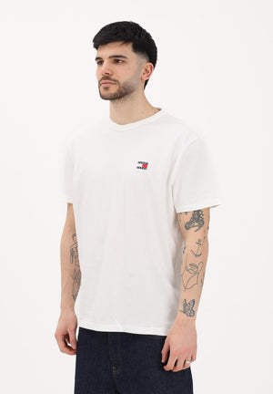 TOMMY JEANS T-shirt a manica corta bianca da uomo con ricamo logo DM0DM20322 YBL TOMMY JEANS 