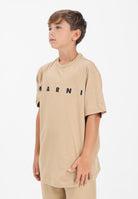 MARNI T-shirt a manica corta beige per donna, ragazzi e bambini con logo istituzionale M002MVM00RF 0M715 MARNI 