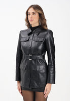 PATRIZIA PEPE Trench corto in tessuto spalmato nero da donna 8O0200E070 K103 PATRIZIA PEPE 