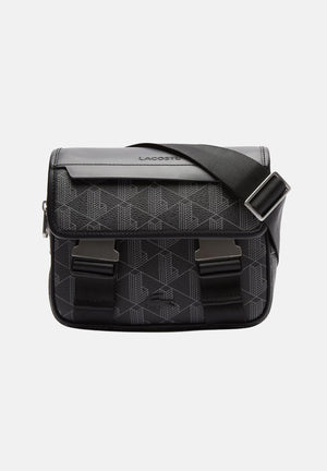 LACOSTE Borsa a tracolla nera per uomo e donna con monogramma The Blend NH3787 H45 LACOSTE 