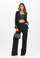 ELISABETTA FRANCHI Pantalone elegante nero da donna con accessorio gioiello PA09956E2 110 ELISABETTA FRANCHI 