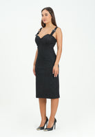 VERSACE JEANS COUTURE Abito midi nero da donna con fibbie Baroque 79HAO954J0240 899 VERSACE JEANS COUTURE 