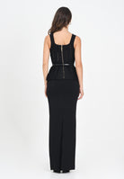 ELISABETTA FRANCHI Abito lungo nero da donna in maglia con baschina AM69S56E2 110 ELISABETTA FRANCHI 