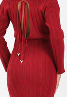 AKEP Abito midi rosso da donna con scollo sul retro VSKD11004 V5 AKEP 