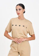 MARNI T-shirt a manica corta beige per donna, ragazzi e bambini con logo istituzionale M002MVM00RF 0M715 MARNI 