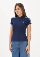 ADIDAS ORIGINALS Polo a manica corta 3 STRIPES blu da donna KS4762 . ADIDAS ORIGINALS 