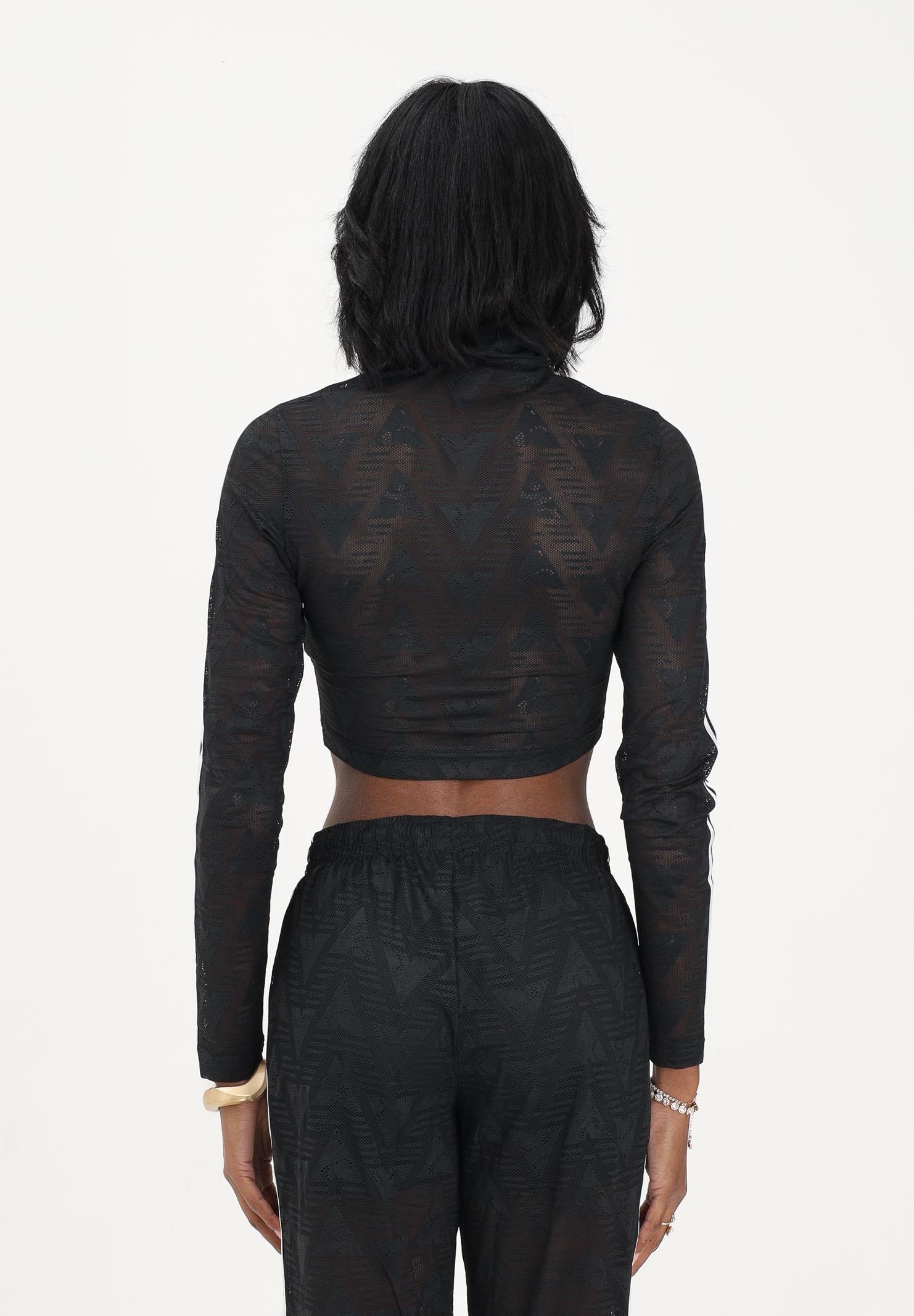 ADIDAS ORIGINALS Felpa con zip FIREBIRD CLASSIC LACE nera da donna KD0349 . ADIDAS ORIGINALS 