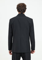 Giacca dritta doppiopetto nera da uomo 5S0743/A1WK K102Nero vinile PATRIZIA PEPE 