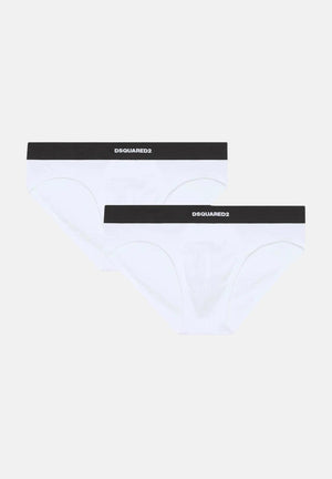 DSQUARED2 Slip (2pz) bianchi da uomo con fascia elastica a contrasto logata DCX200070 010 DSQUARED2 