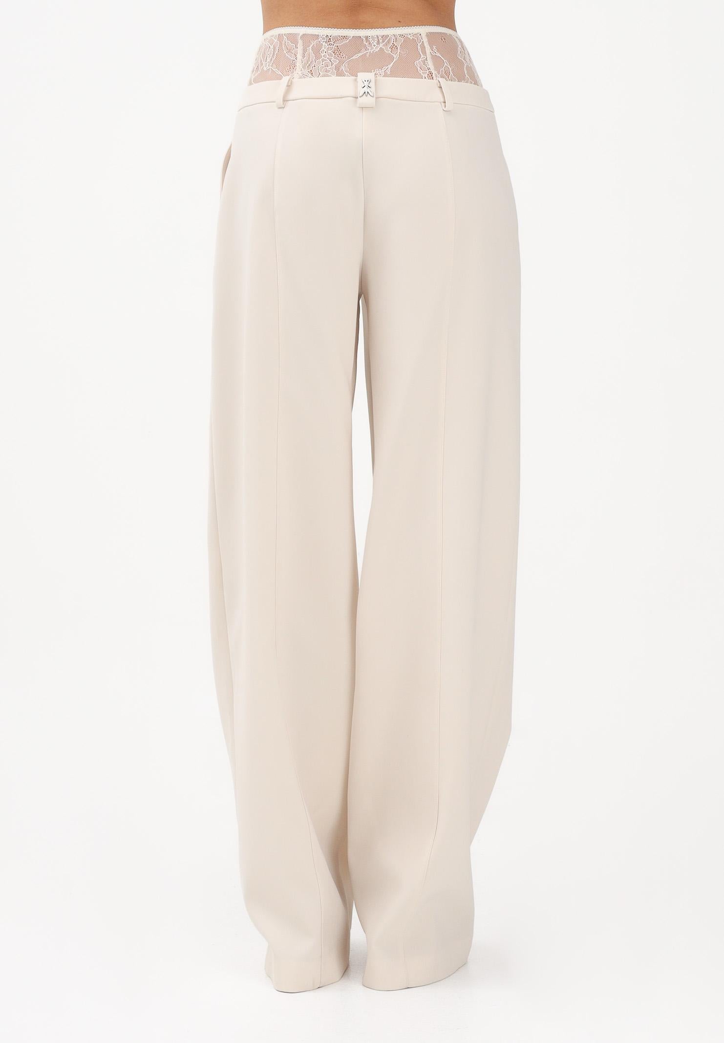 PATRIZIA PEPE Pantalone elegante panna da donna con vita in pizzo 8P0769A6F5 W409 PATRIZIA PEPE 