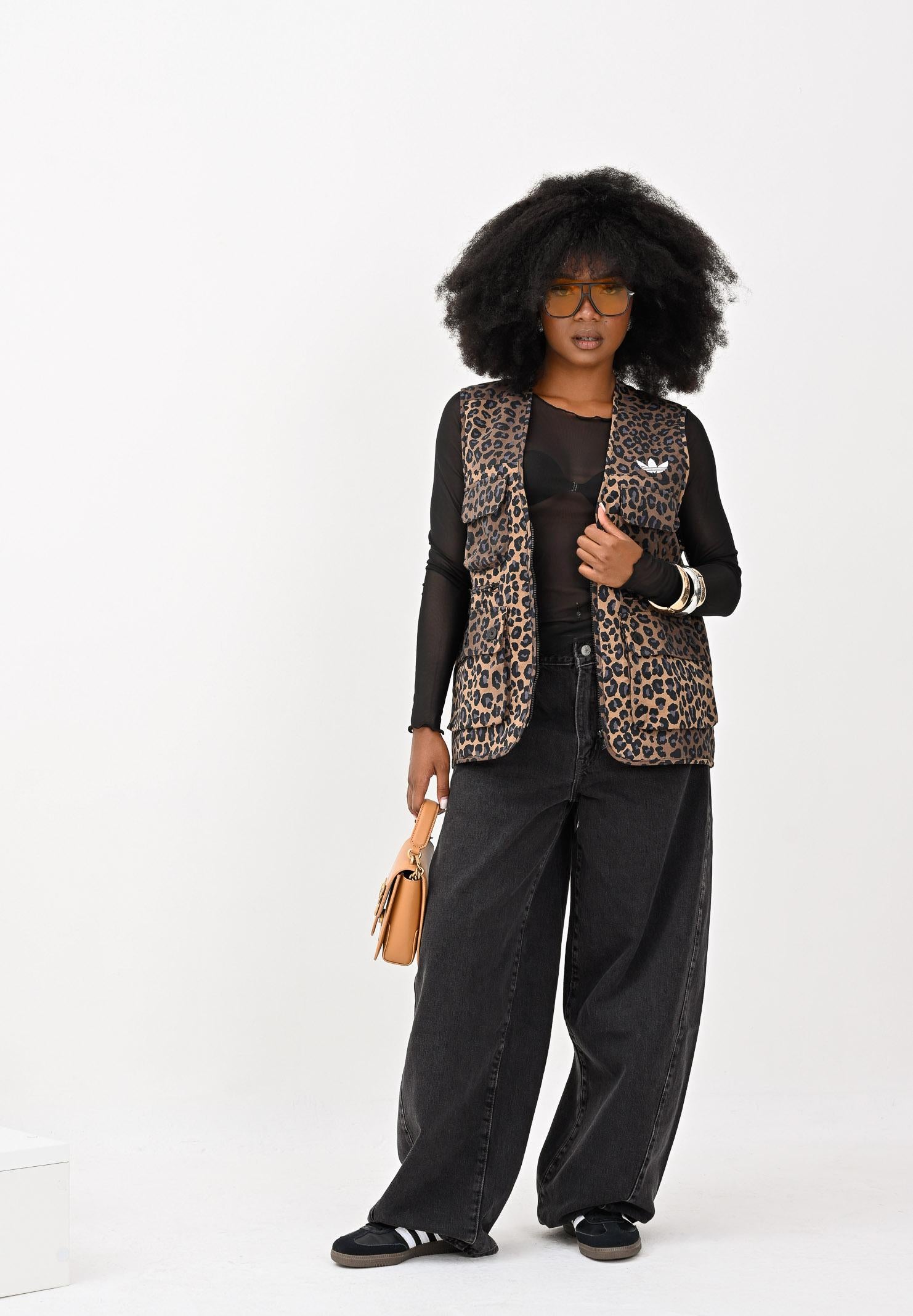 ADIDAS ORIGINALS Smanicato Leopard marrone da donna JV7557 . ADIDAS ORIGINALS 