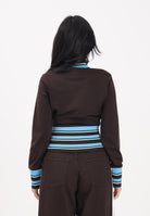 ADIDAS ORIGINALS Felpa con zip Vintage TT marrone e azzurra da donna KW2084 . ADIDAS ORIGINALS 