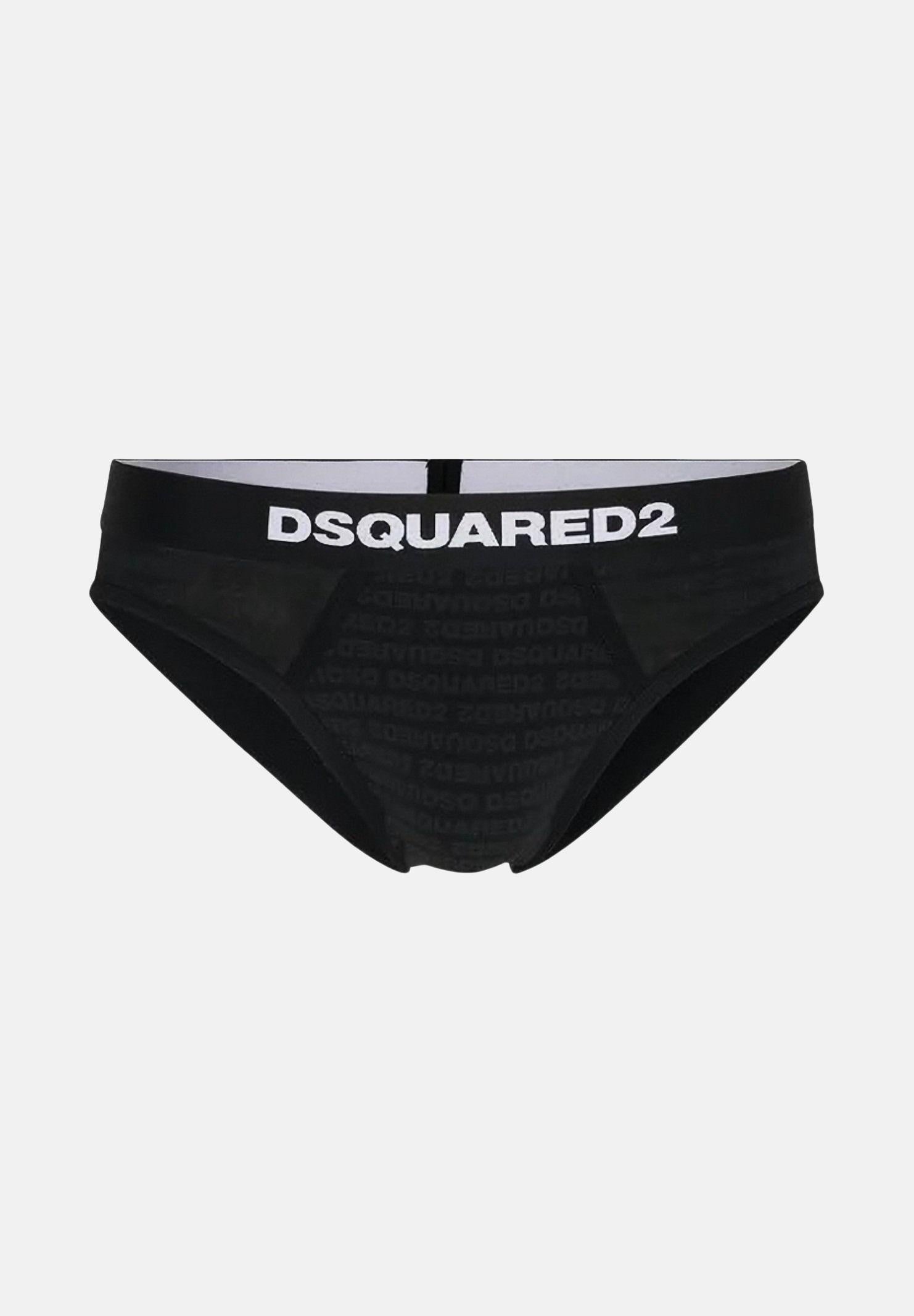 DSQUARED2 Slip nero da uomo con logo all-over D9H136200S 010 DSQUARED2 