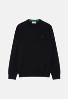 LACOSTE maglione girocollo in lana merino color Nero, nero, da uomo. AH1969 031 LACOSTE 