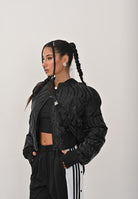 ARMANI EXCHANGE Bomber nero da donna con motivo a onde lucide XW000738AF16211 FC102 ARMANI EXCHANGE 