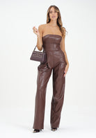 ELISABETTA FRANCHI Tuta marrone da donna realizzata in materiale sintetico effetto pelle TU06858E2 EA3 ELISABETTA FRANCHI 