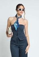 SANTAS Top BROWNIE blu da donna con motivo gessato PV2504 BLU SANTAS 