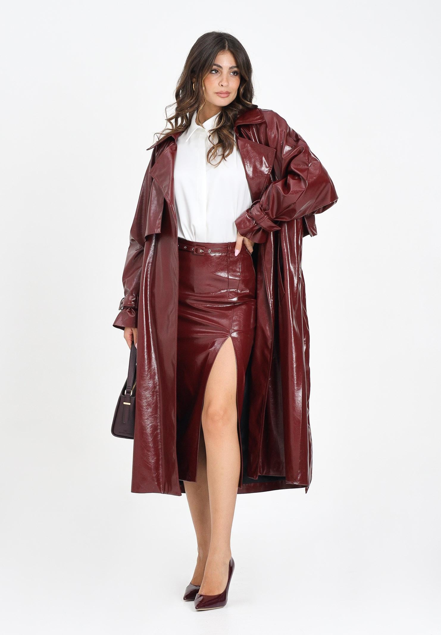 SIMONA CORSELLINI Trench effetto vinile in color bordeaux lucido da donna A25CPTH00101-C00026 V0752 SIMONA CORSELLINI 