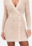 ELISABETTA FRANCHI Abito corto beige da donna con paillettes AM15Q56E2 EA2 ELISABETTA FRANCHI 