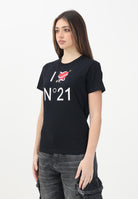 N21 T-shirt a manica corta nera per donna, ragazze e bambine con grafica I love N21 N2102CN0153 0N900 N21 