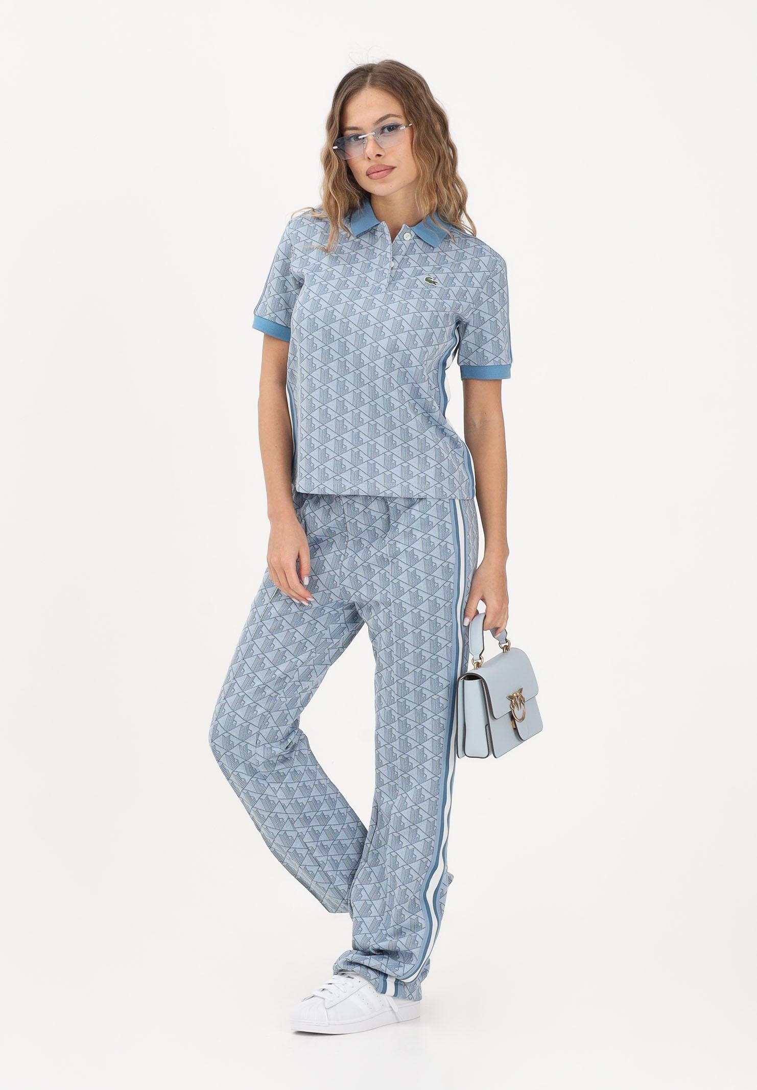 LACOSTE Pantalone sportivo azzurro da donna con motivo monogram XF9313 1QI LACOSTE 