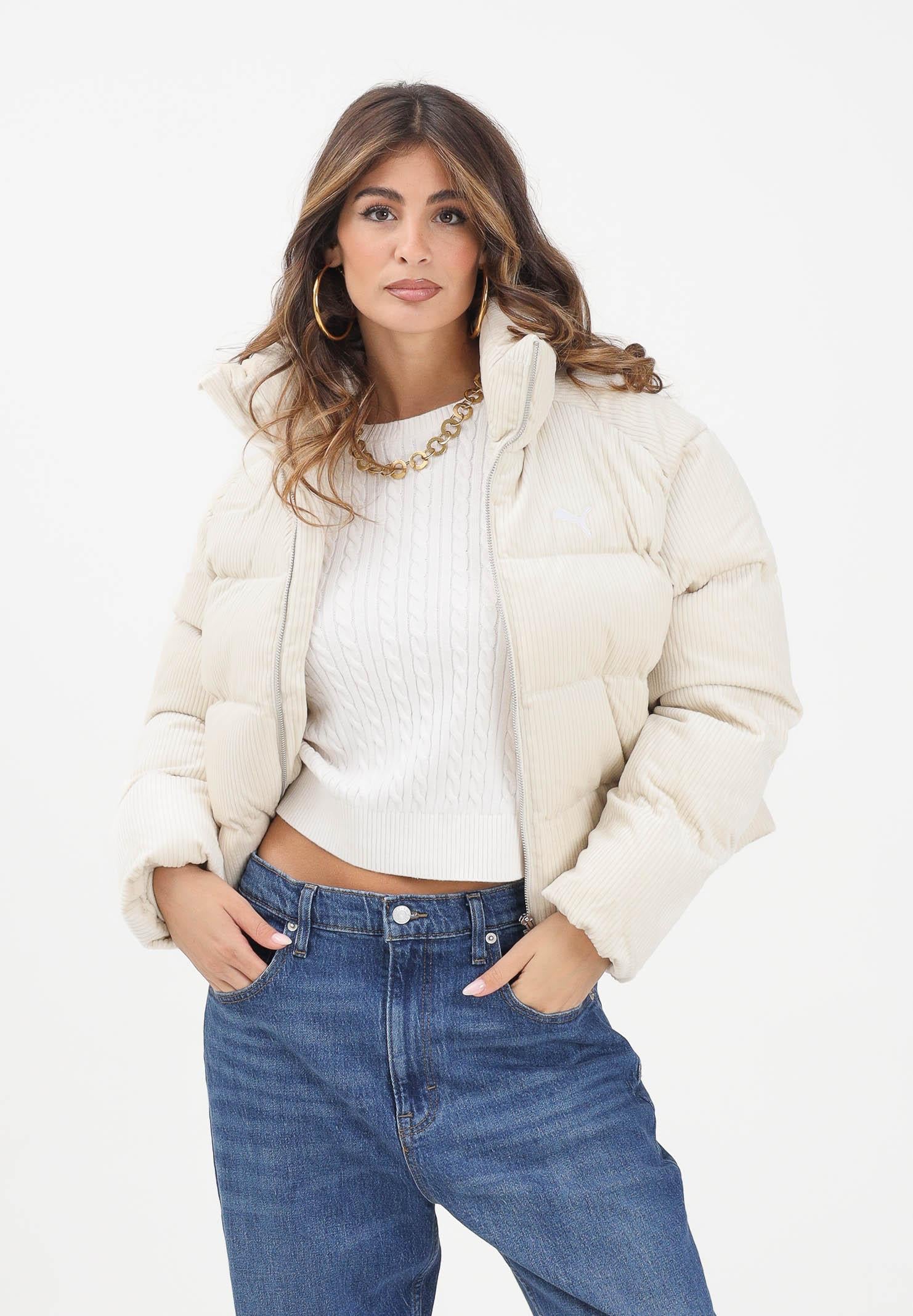 PUMA Piumino in velluto a coste Wardrobe Essentials panna da donna 632171 87 PUMA 