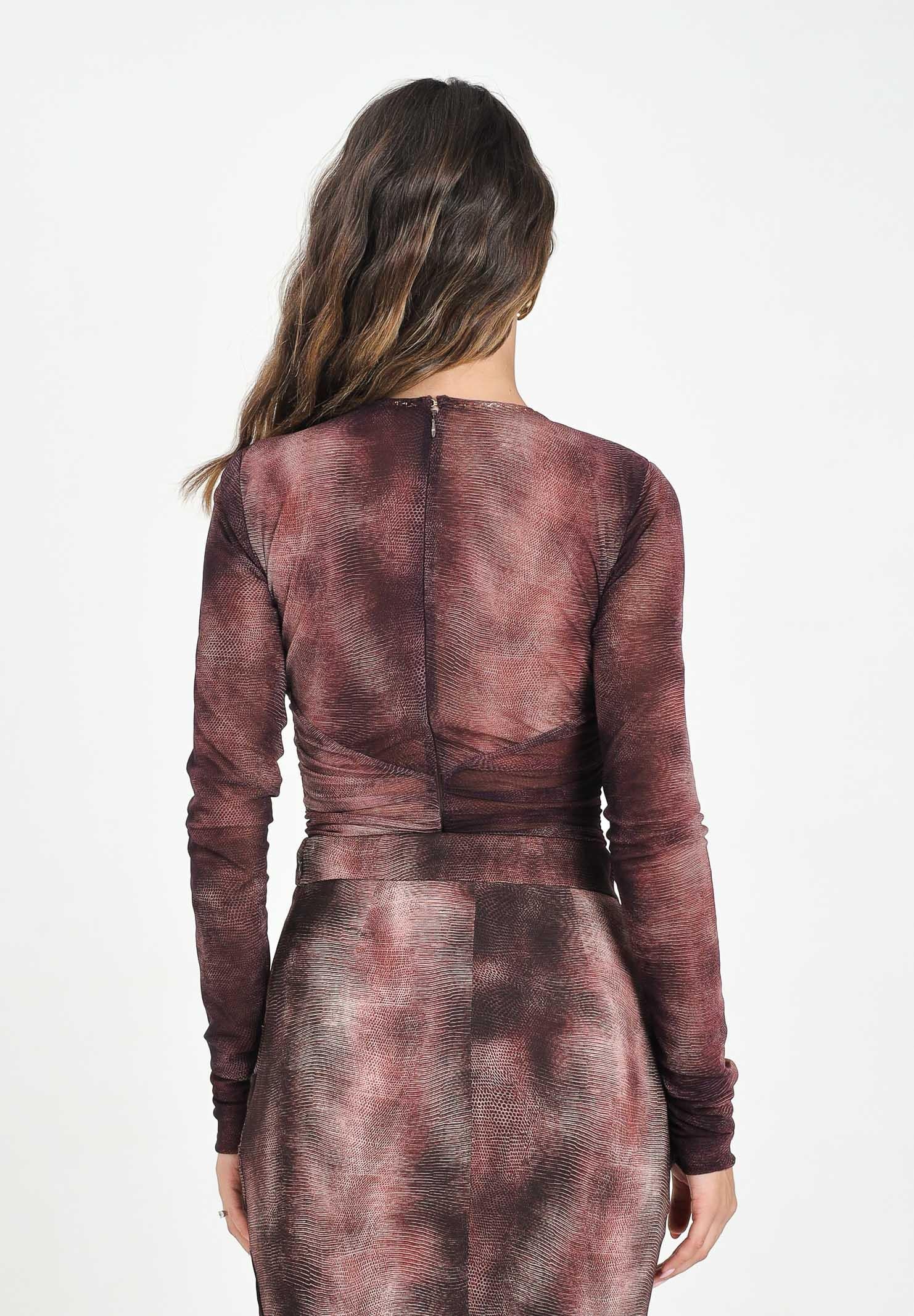 ELISABETTA FRANCHI Body bordeaux da donna realizzato in tessuto semitrasparente effetto pitonato BO02057E2 EA4 ELISABETTA FRANCHI 