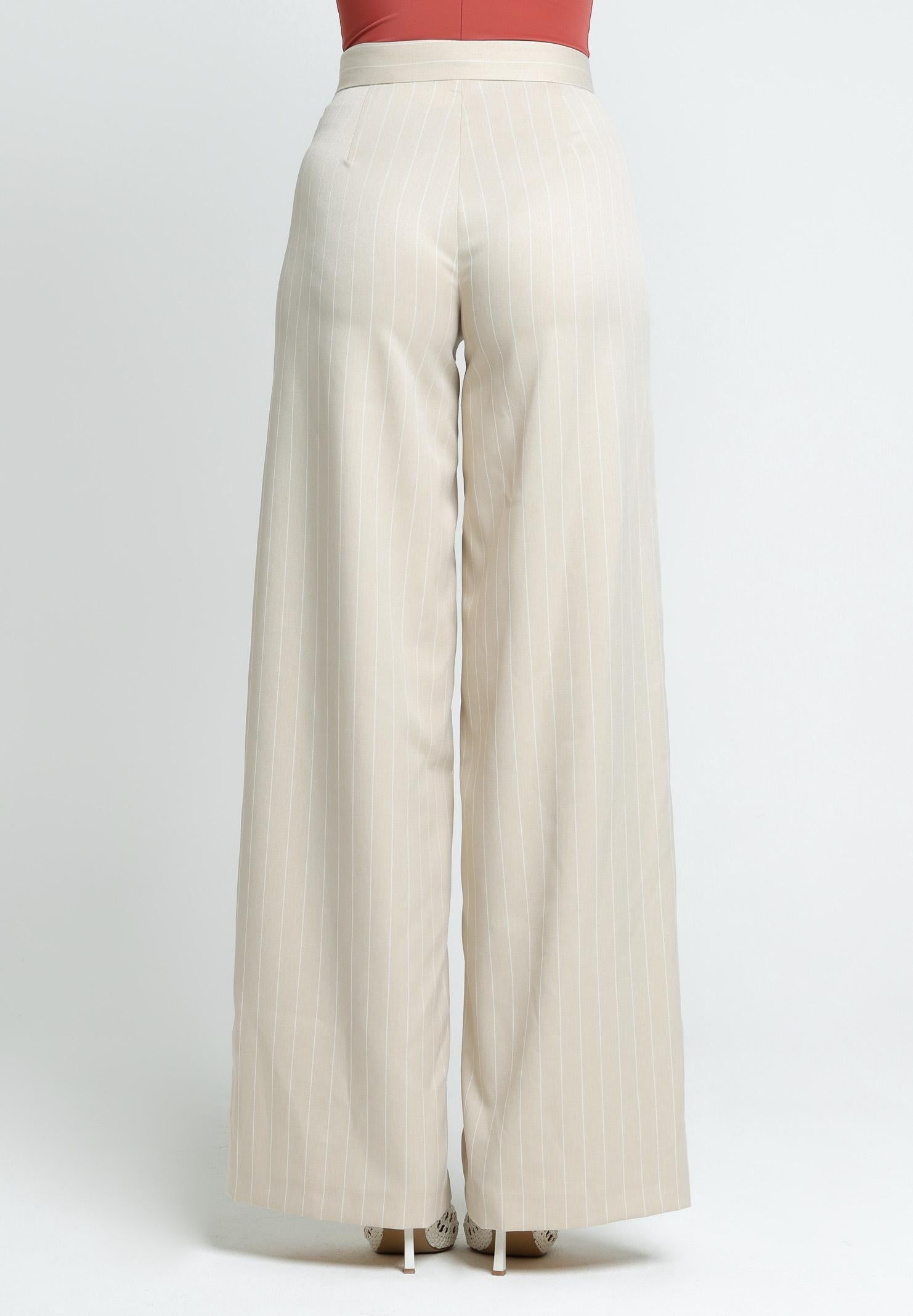 SANTAS Pantalone APPLE PIE beige da donna con motivo gessato PV25018 BEIGE SANTAS 