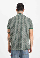 LACOSTE Polo a manica corta verde da uomo in jacquard con monogramma DH1417 D1R LACOSTE 