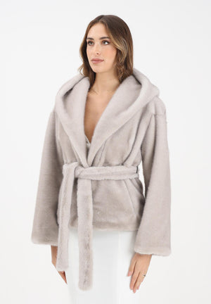 YES LONDON Ecopelliccia grigia da donna ECO030 GR YES LONDON 